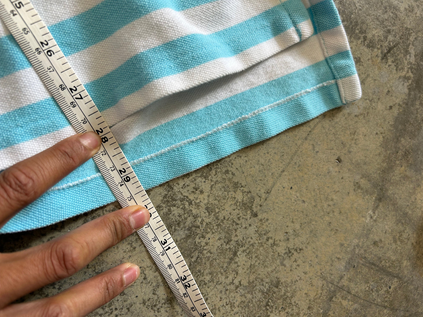 Polo Ralph Lauren light blue and white striped cotton polo shirt 2XL
