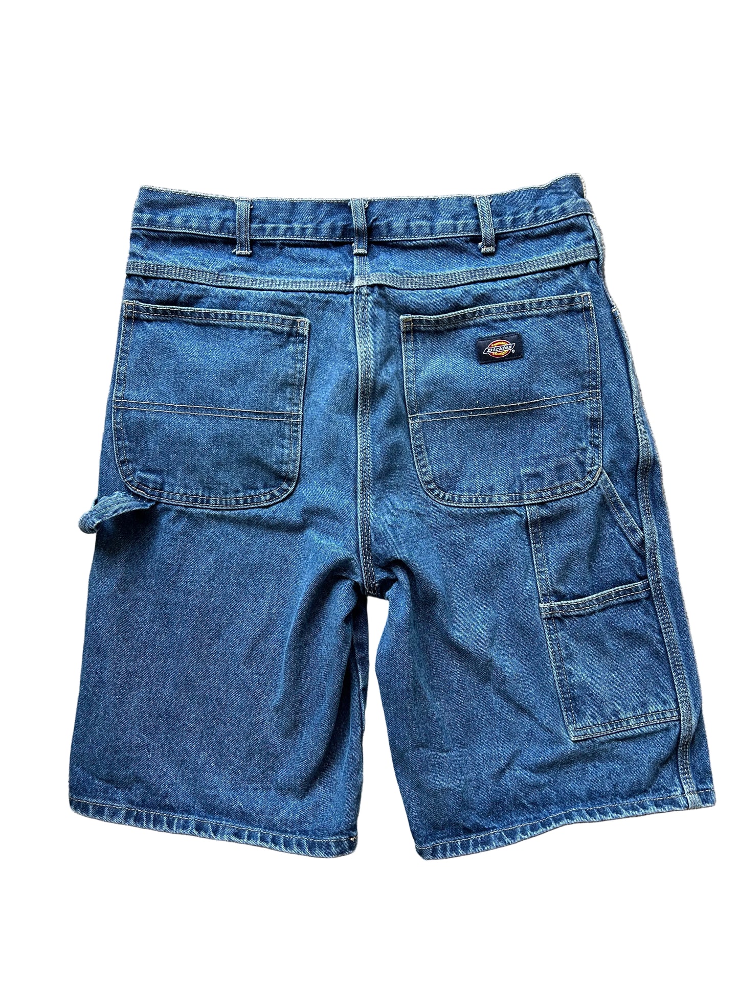 Dickies 11" Relaxed Fit Denim Carpenter Shorts in a stone-washed indigo color size 32