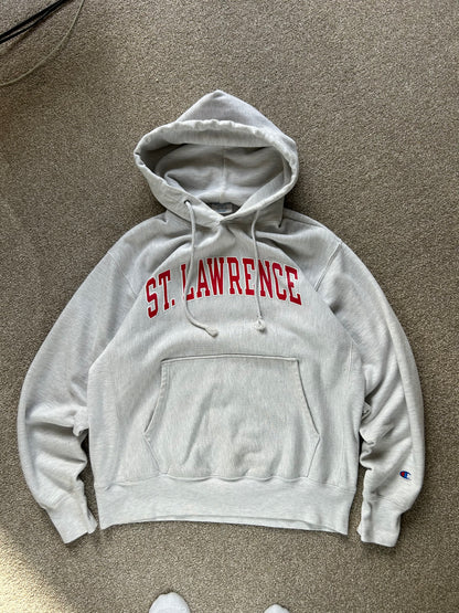 St. Lawrence Reverse Weave Cotton Exchange Hoodie Champion Large Grey