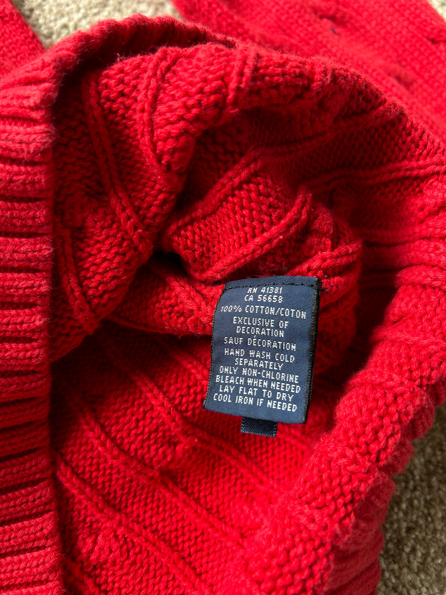 Ralph Laure RL Cross Knit Red Jumper Small