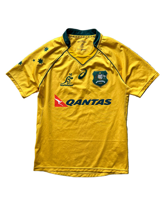 official Asics Australia Wallabies Rugby Union shirt from the 2016/17 season Yellow Small