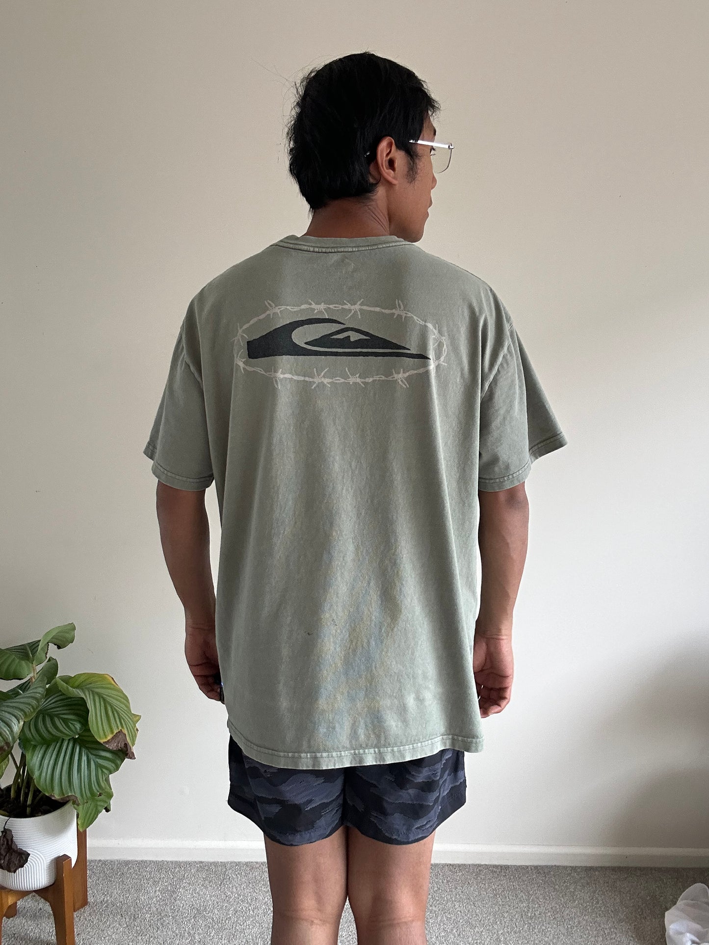 Quicksilver Green Tee Tshirt Medium Oversize Large Fit