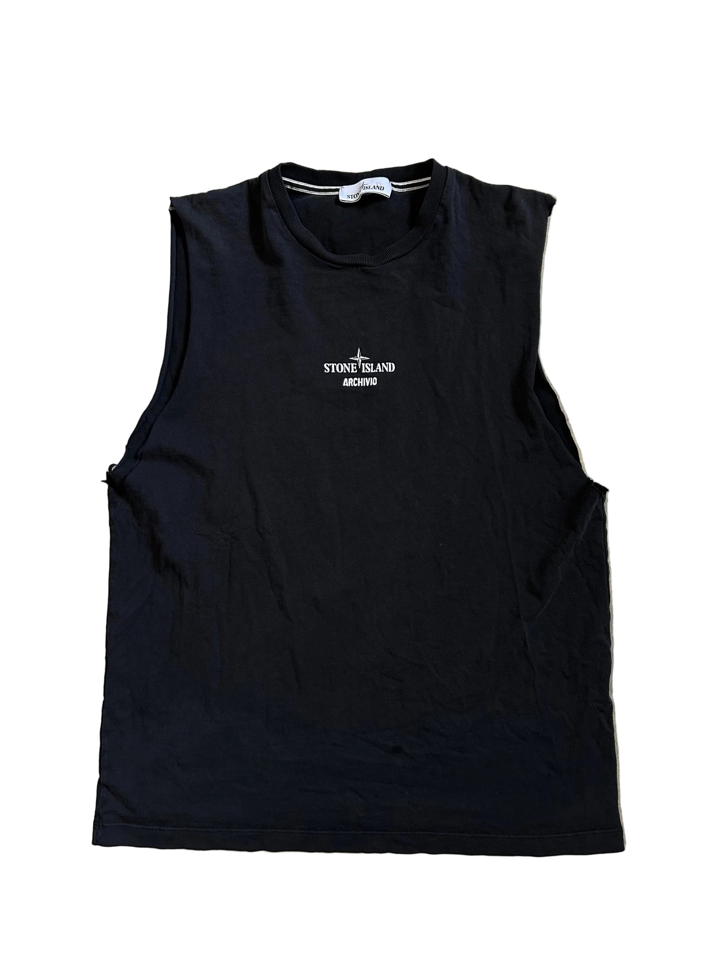 black Stone Island Archivio tank top XL Faded lots of holes