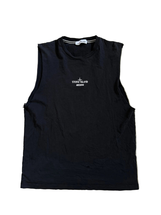 black Stone Island Archivio tank top XL Faded lots of holes