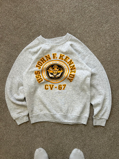 Vintage Uss John F Kennedy Sweatshirt Size Medium Grey
