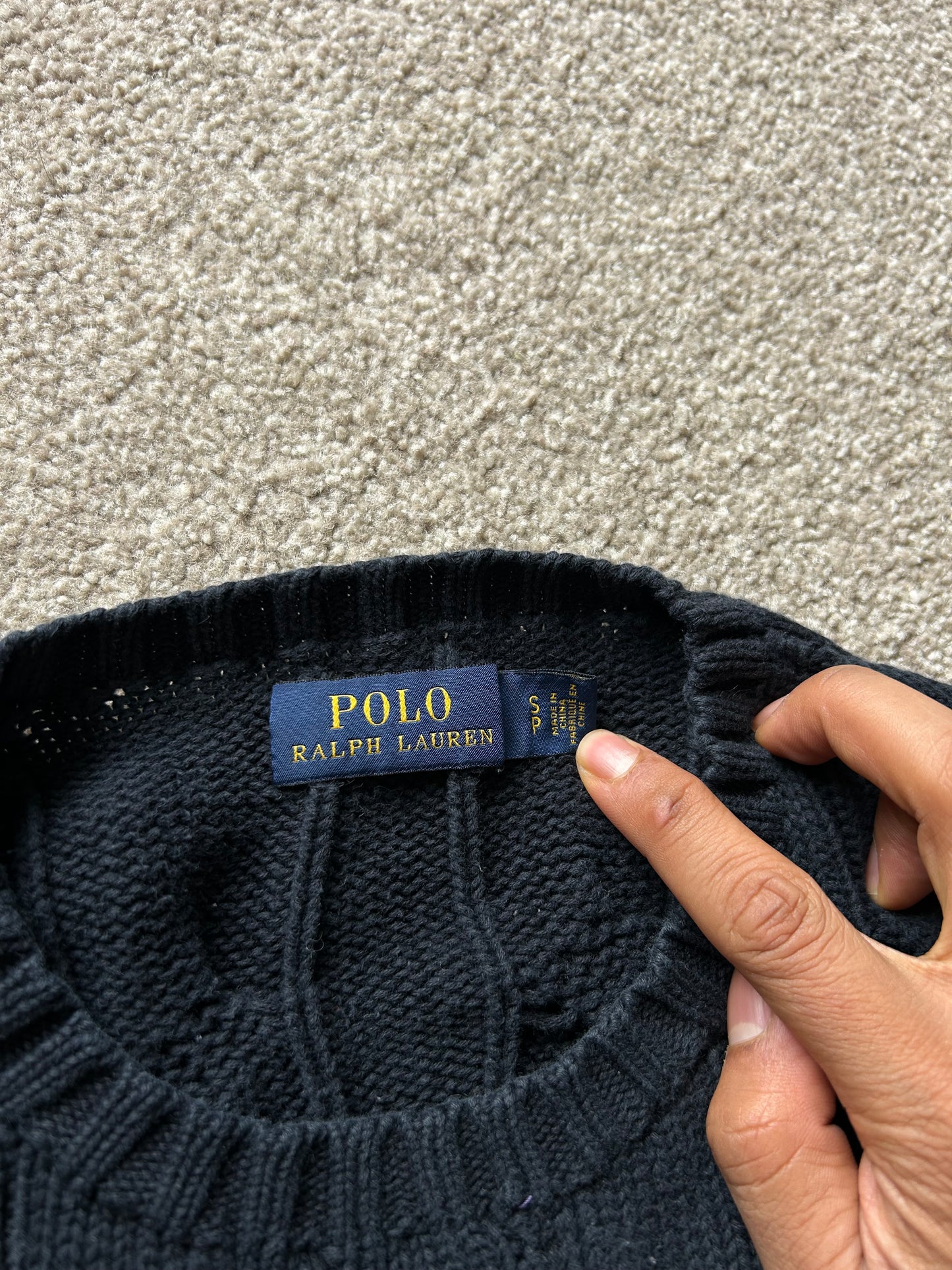 Ralph Lauren RL Cross-knit Jumper Small Women's Navy Blue