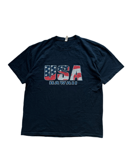 USA Flag Hawaii Tee Large Navy Blue