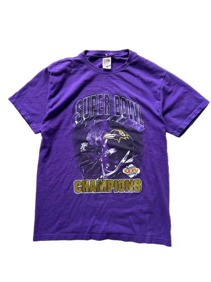 vintage Fruit of the Loom Baltimore Ravens Super Bowl XXXV Champions Purple Large