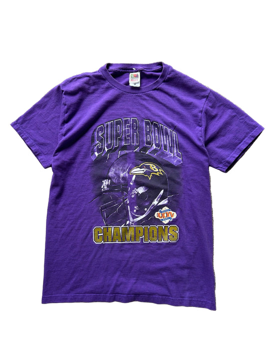 vintage Fruit of the Loom Baltimore Ravens Super Bowl XXXV Champions Purple Large