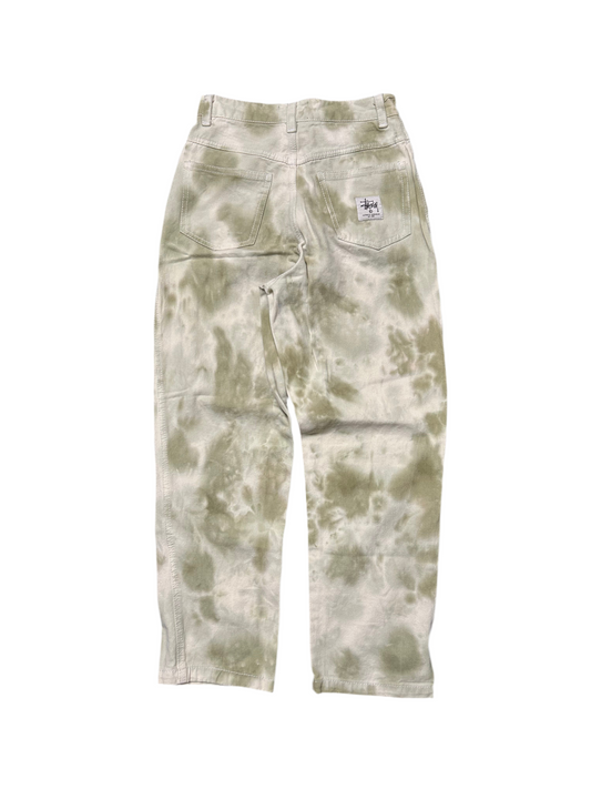 Stussy Stüssy Classic Womens White Green Tie dye Cotton Pants Size 6