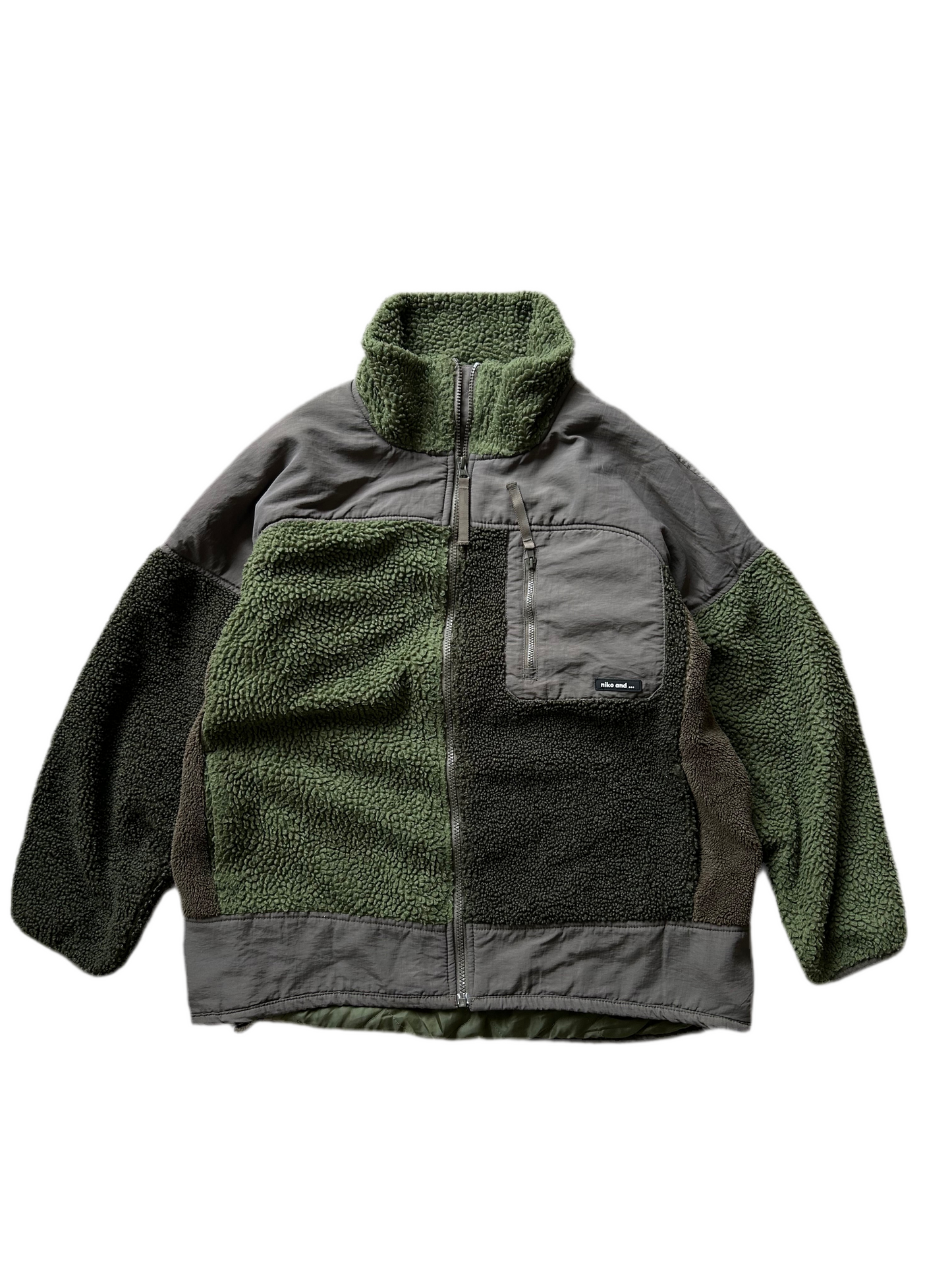 Niko And.. Fleece Jacket Olive Patchwork Medium