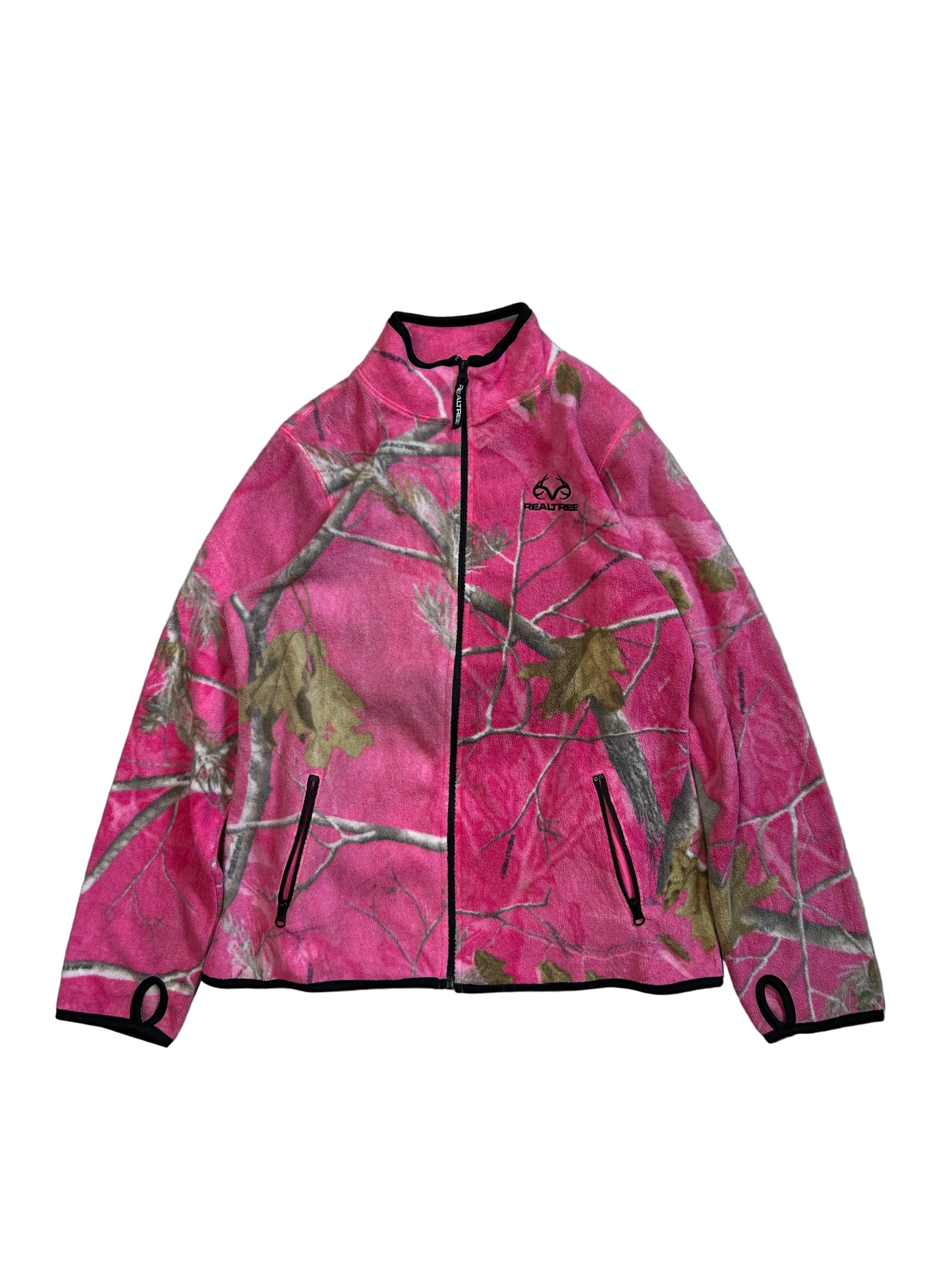 Realtree brand women's pink camouflage fleece full-zip jacket Medium