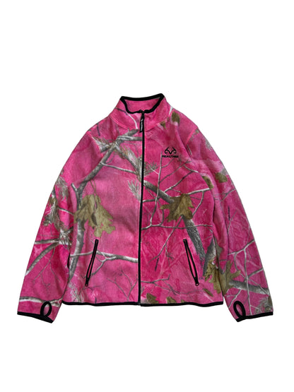 Realtree brand women's pink camouflage fleece full-zip jacket Medium