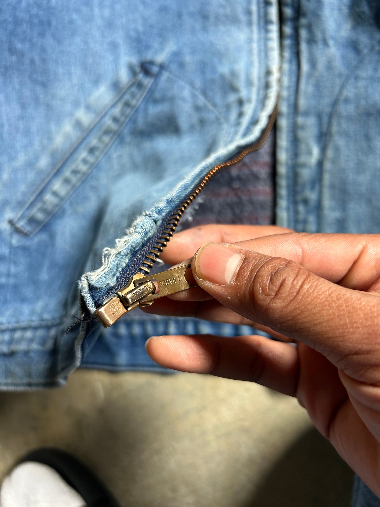vintage Sears denim work jacket from the 1960s or 1970s, Scoville