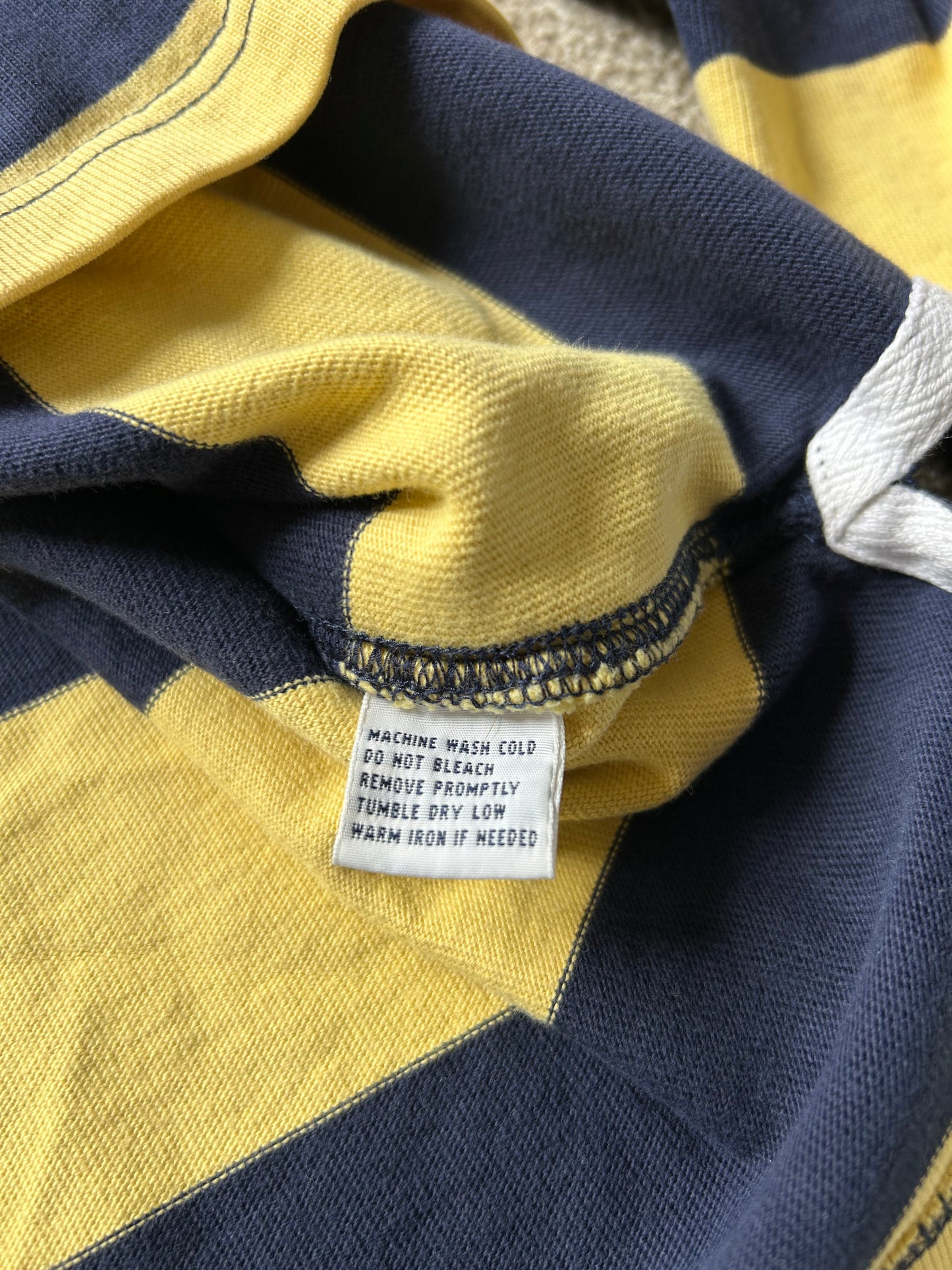 Ralph Lauren Stripe Rugby Shirt Medium Yellow Navy