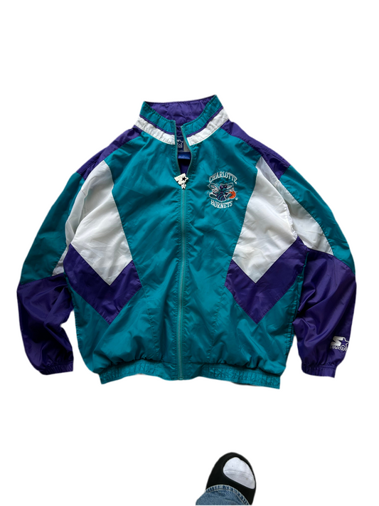 vintage 90s Charlotte Hornets Starter full-zip windbreaker jacket Large Purple