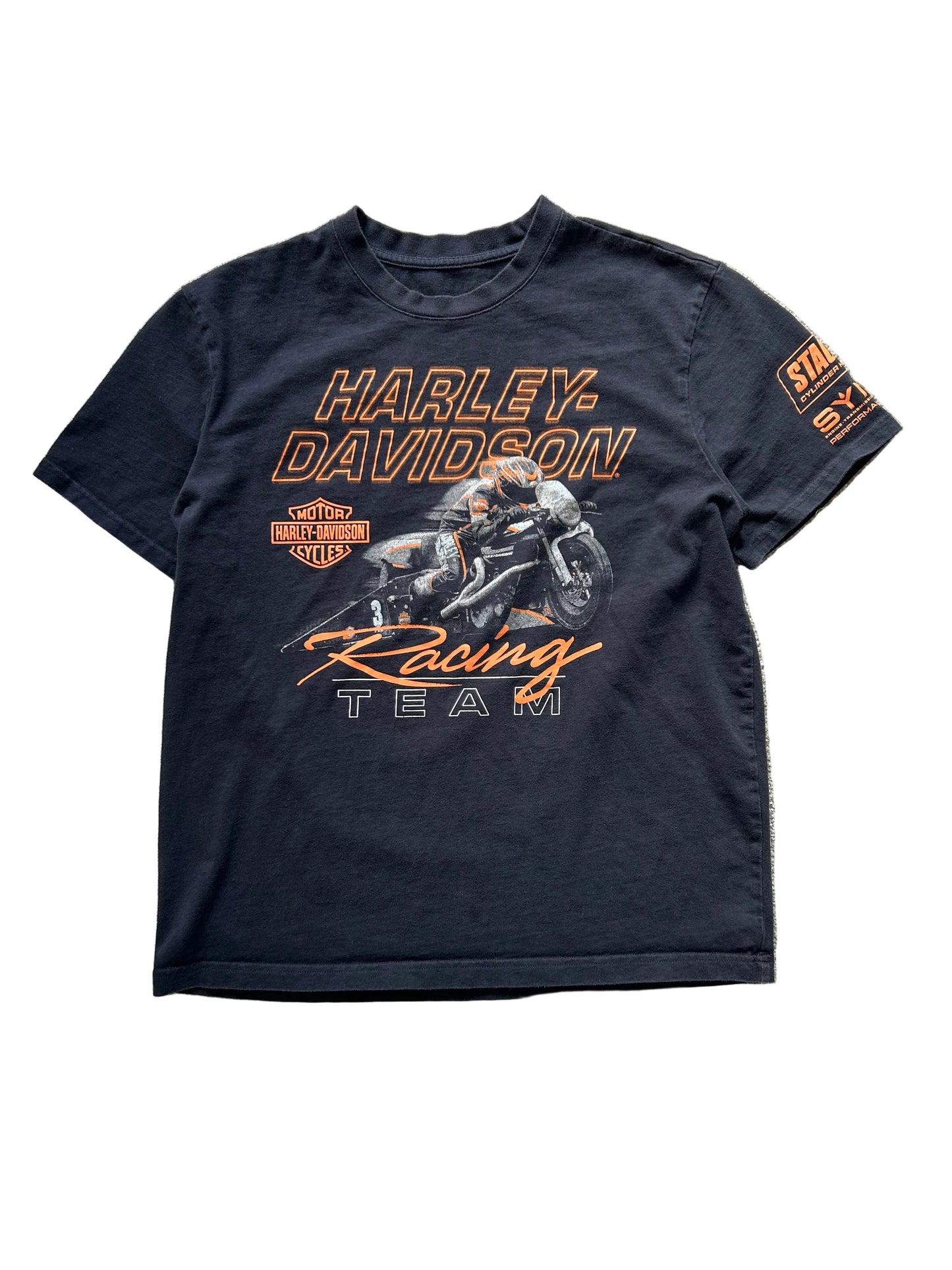 black Harley-Davidson Men's Factory Tee (product number 96040-24VM),midweight jersey with a rib-knit neckline and soft-hand print graphics.  Medium