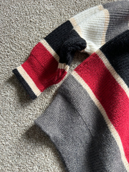 Vintage Wool Hand Knitted Sweater Stripe Medium
