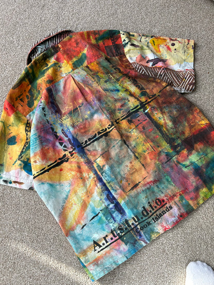 Kay George Button Down Polo Hand Painted Large