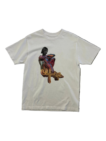 white Travis Scott Utopia B1 Tee featuring a colorful abstract graphic and the word "utopia" on the chest Medium