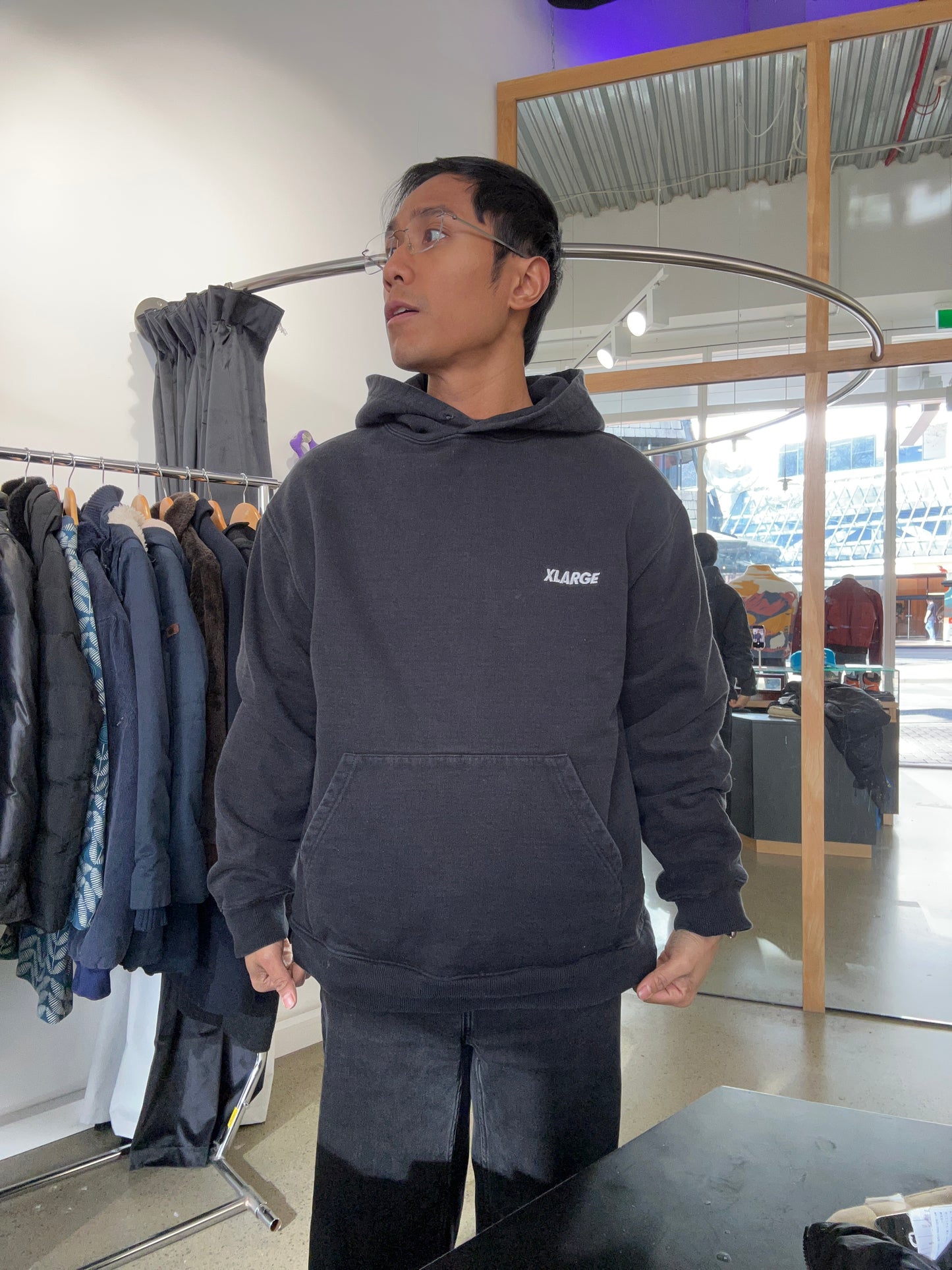 XLarge Text Sweat Black Hoodie, a streetwear staple made from 475GSM heavyweight cotton Medium