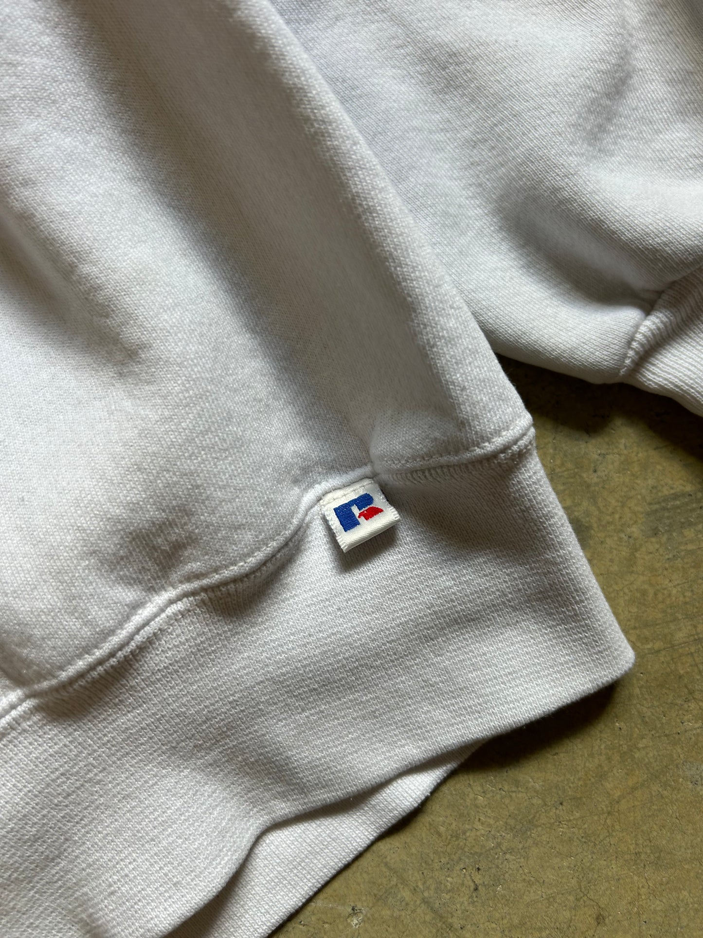vintage Russell Athletic USA flag embroidered crewneck sweatshirt Large White