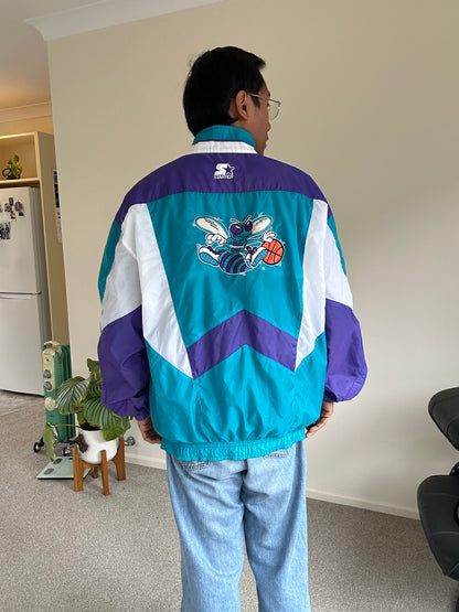 vintage 90s Charlotte Hornets Starter full-zip windbreaker jacket Large Purple