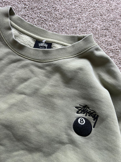 Stussy 8 Ball Cropped Crewneck Moss Green size 14