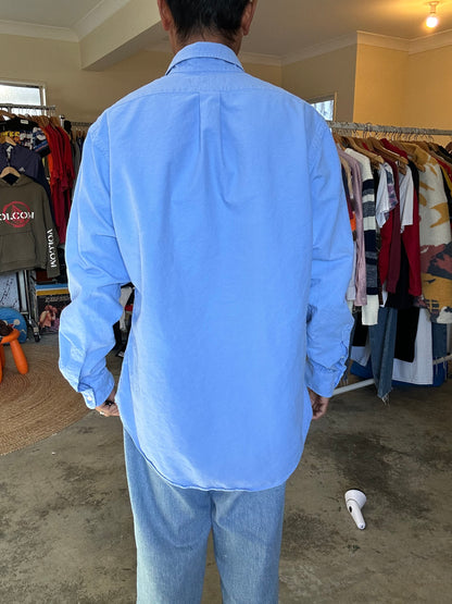 Vintage blue Polo Ralph Lauren Classic Fit Cotton Shirt Large