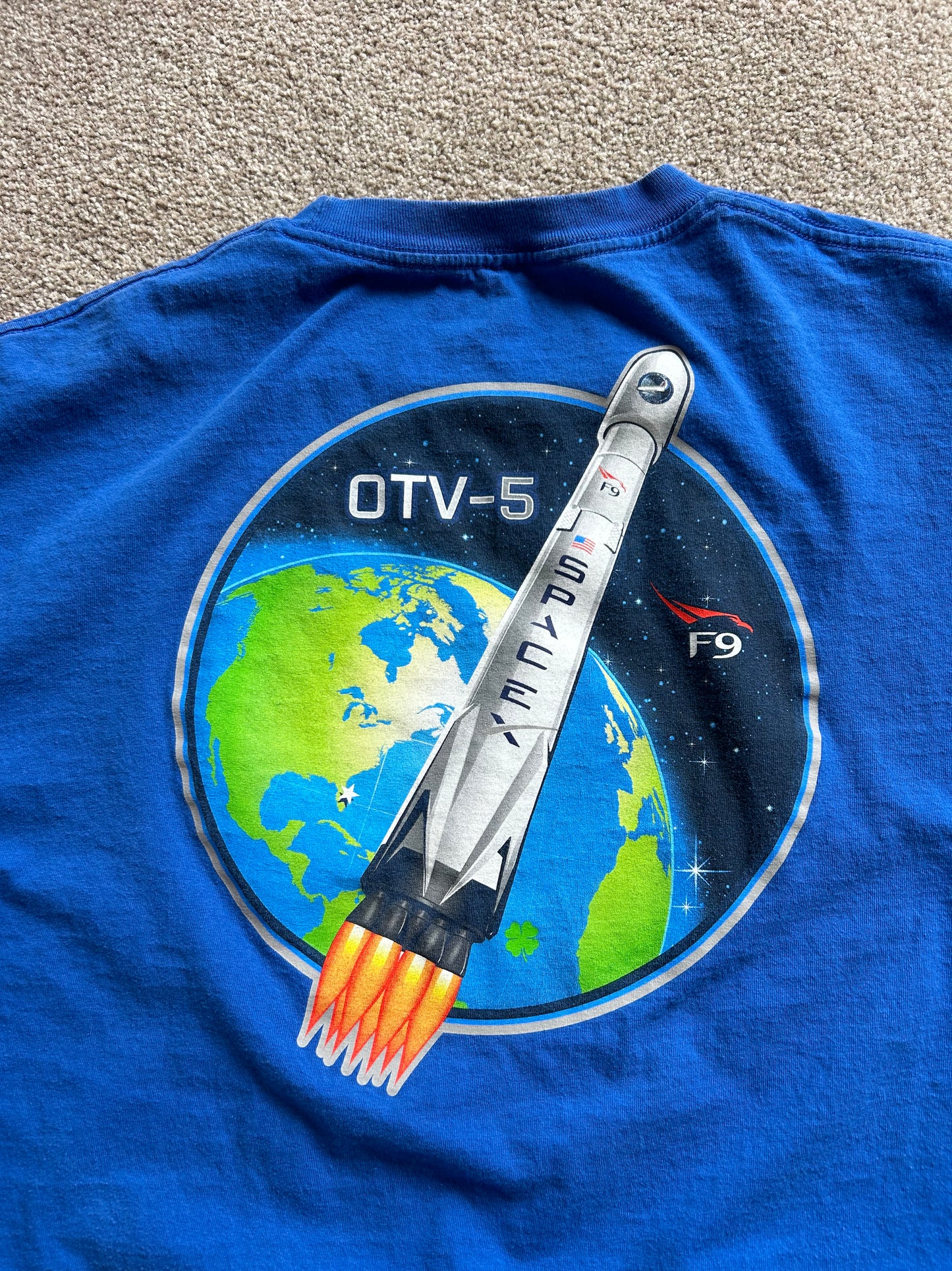 blue short-sleeve SpaceX Falcon 9 graphic T-shirt 2XL