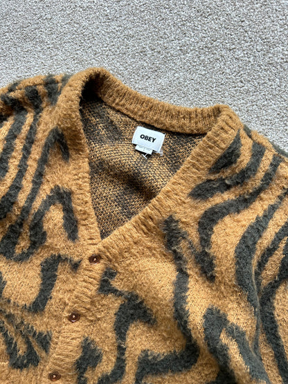 Obey Pally Cardigan Brown Large