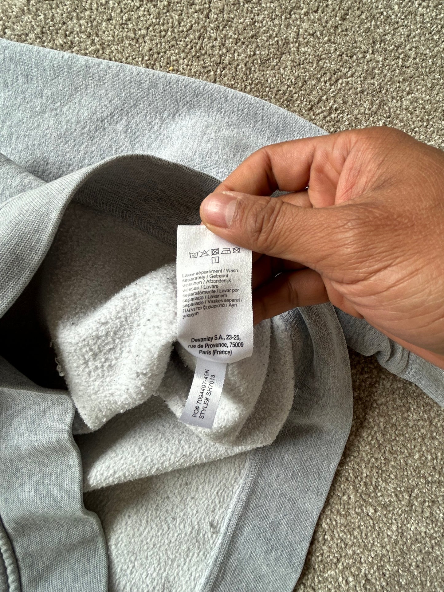 Lacoste crew neck sweatshirt in grey organic brushed cotton Medium
