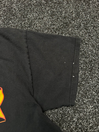 Thrasher Flame Tee Black Large Faded