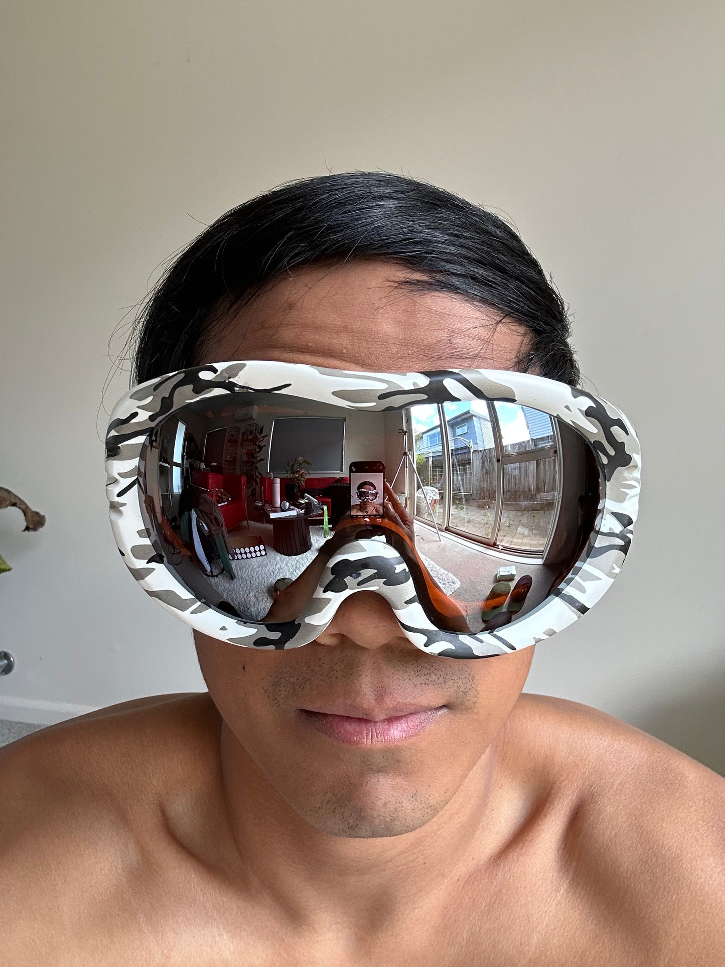 Adults Freerider Snow Goggles with a white camo frame