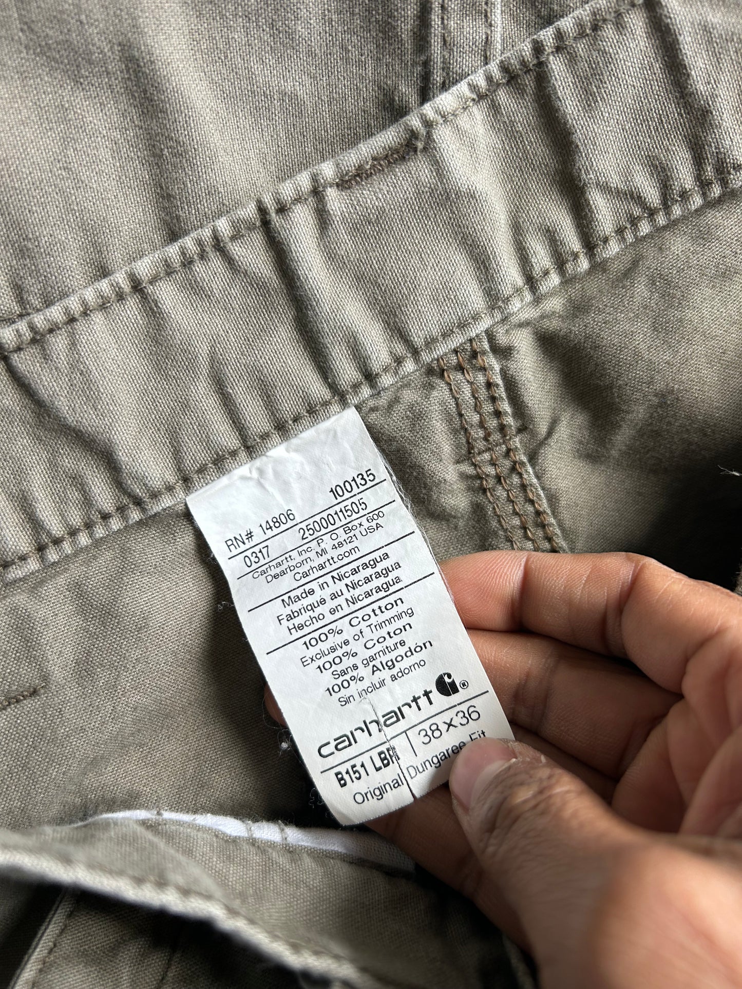 Carhartt B51 Brown original dungaree fit carpenter work pants size 38