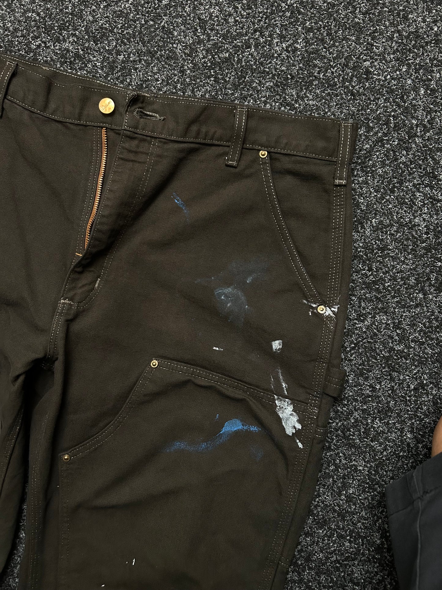 Carhartt Double Knee Dark Brown Custom Paint Pants size 38