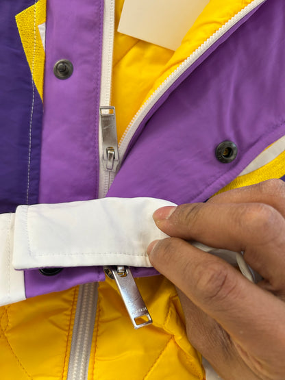 Nike x AMBUSH NBA Collection Los Angeles Lakers Hooded Jacket in summit white featuring bold purple and gold team lettering across the chest XXL