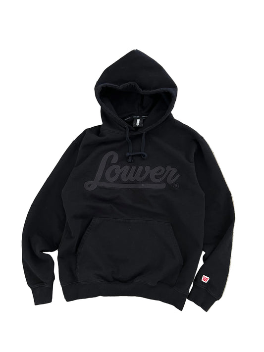 black Lower Billie hoodie featuring a tonal cursive logo on the chest.Large