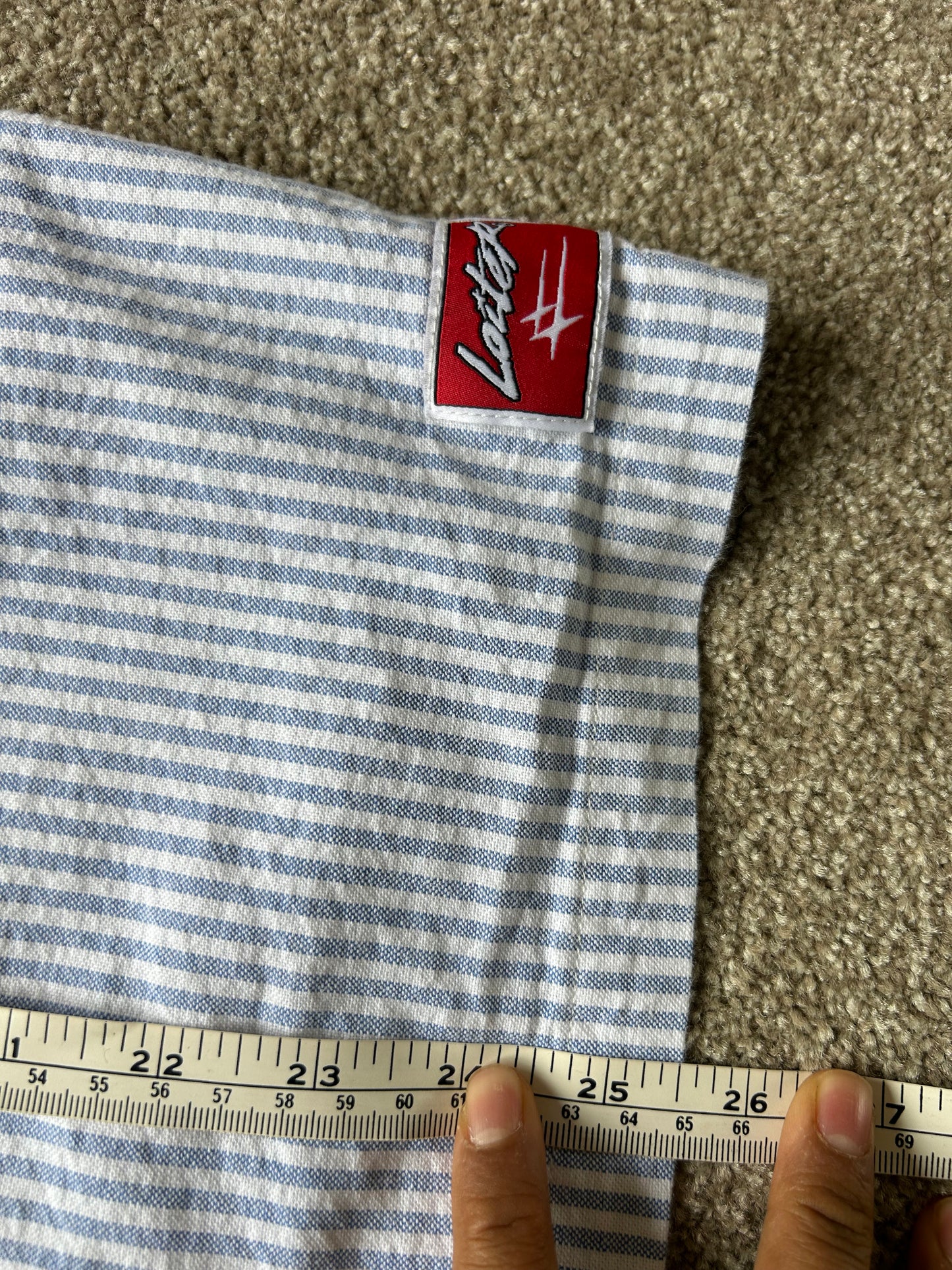 Loiter Rodeo Quarter Zip Up Shirt in blue pin stripe Large