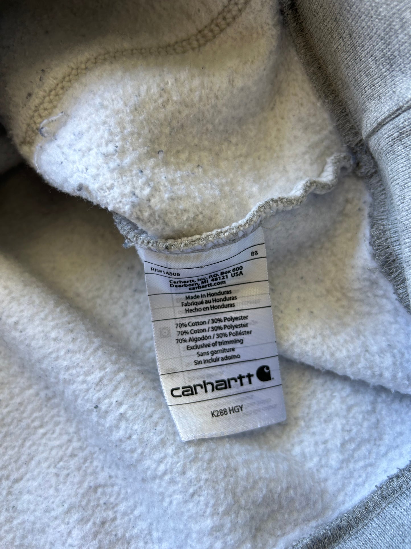 Carhartt Hoodie Grey Medium K288