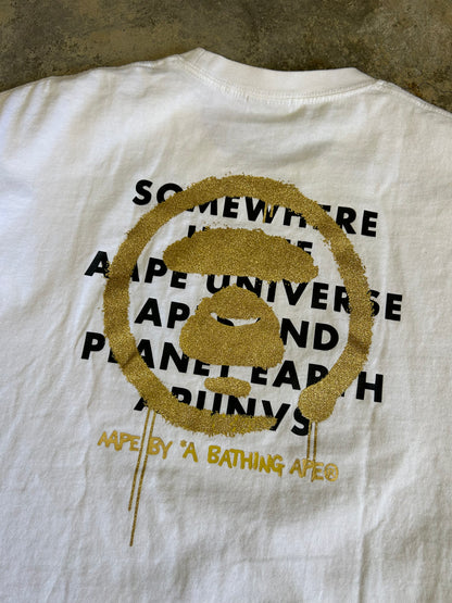 white t-shirt is the AAPE by A Bathing Ape logo-print T-shirt Small