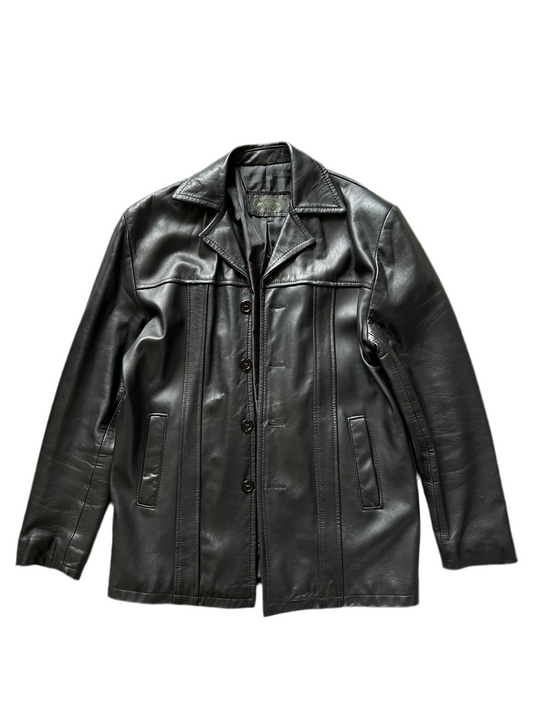 Grejina Made in Australia Genuine Leather Coat Jacket Black Medium