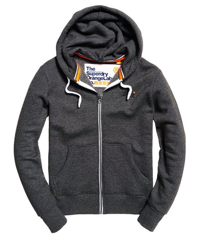 Super Dry Orange Label Zip Hoodie Grey Small