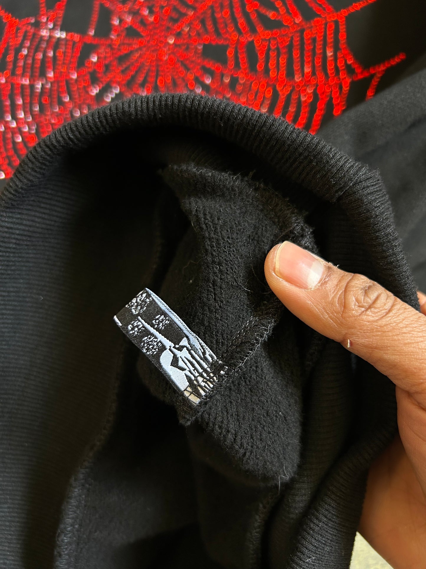 Sp5der OG Rhinestone Logo Hoodie in black XL