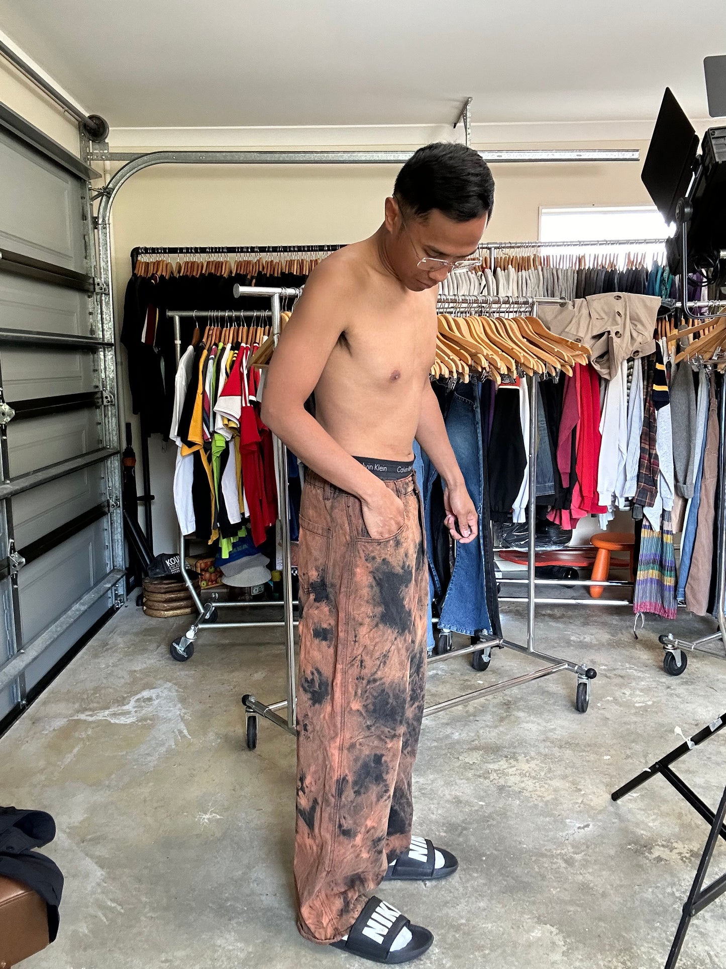 Dangerfield Bleach Dyed Pants size 30 Black