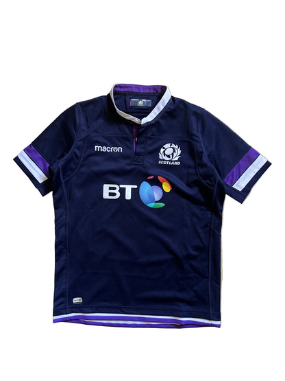 navy blue Macron Scotland rugby union home shirt from the 2017/18 season Small