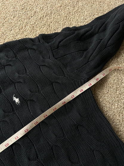 Ralph Lauren RL Cross-knit Jumper Small Women's Navy Blue