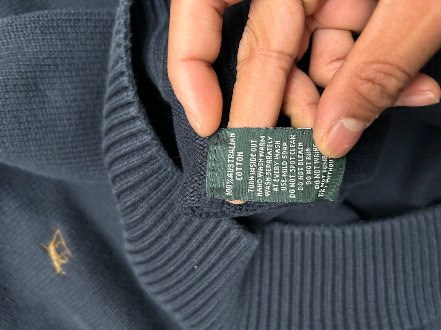 Gunn Crew Neck Sweat Knit Small Navy Blue