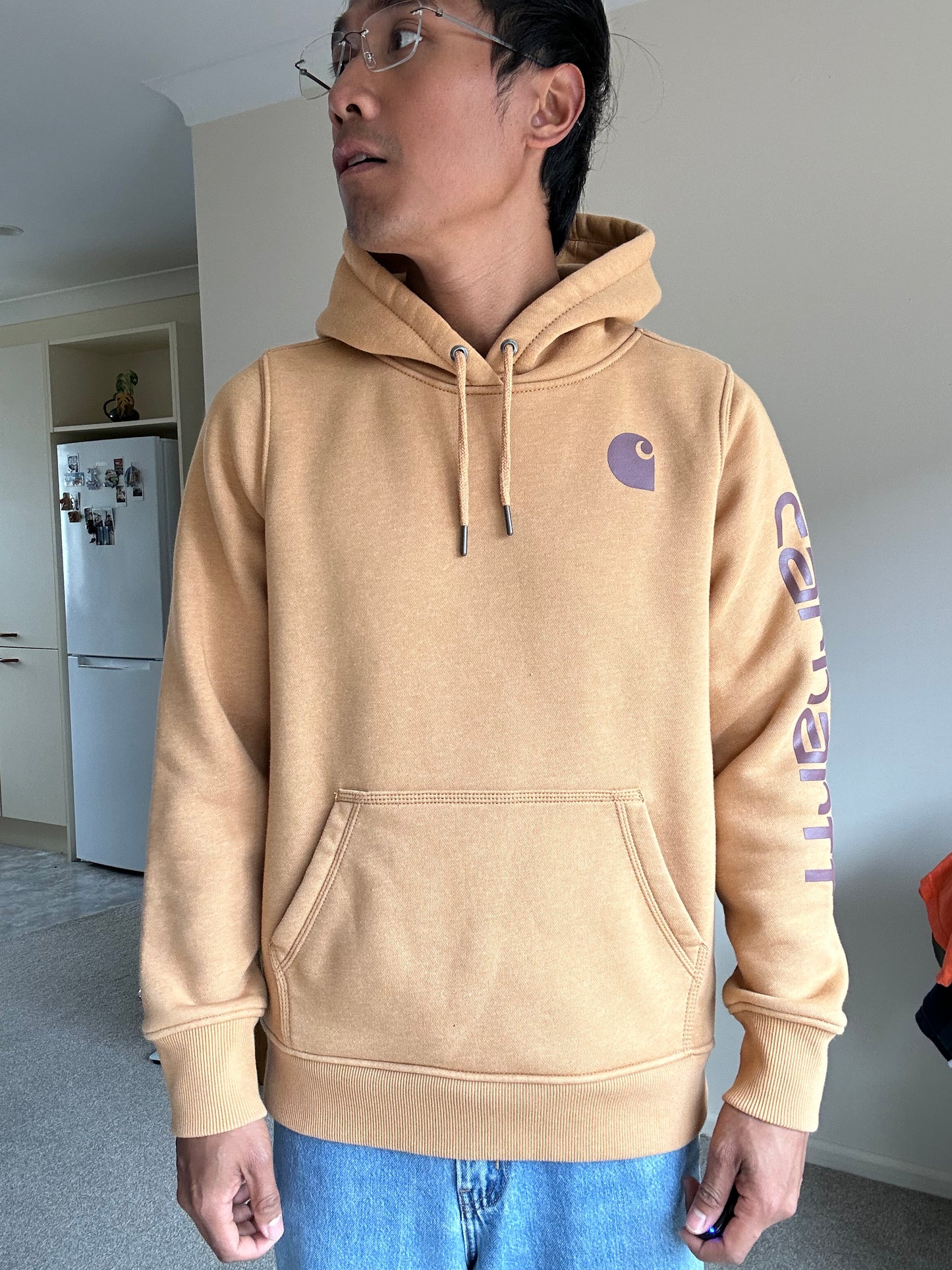 Carhartt Hooded Sweatshirt Brown Mustard Medium
