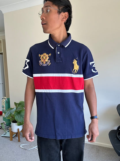 Y2K Polo Ralph Lauren navy and red polo shirt XL